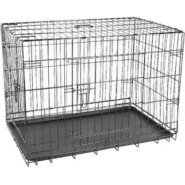 Клітка для собак з 2 дверцятами, складана переноска для собак та дрібних тварин з піддоном (42 дюйми)