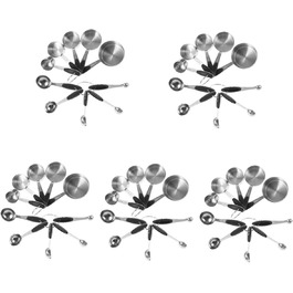 5-Piece Stainless Steel Measuring Spoons, Automatic Measuring Cup, Folding, Kitchenware, Baking Accessories, Cooking, Pantry, Dispenser, Kitchen Gadgets, Teaspoons, Stainless Steel, Cabilock