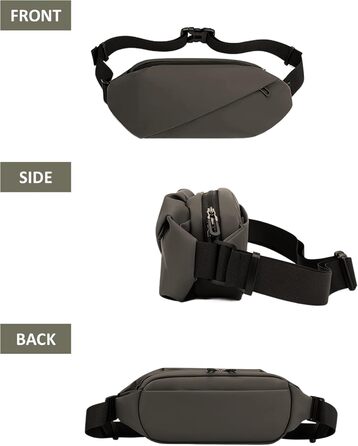 Поясна сумка через плече для чоловіків та жінок, велика, з PU шкіри, водонепроникна, для спорту, подорожей, бігу, піших прогулянок, захист від крадіжки, стильна, темно-зелена (золотий, коричневий)