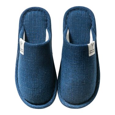 Зимові домашні тапочки з льону, дихаючі, для гостей, чоловічі та жіночі, з антиковзким покриттям, для дому, готелю, розмір 40/41 EU, блакитні