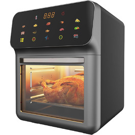 Фритюрниця Chefio HeißluftFritteuse: 12 літрів, 1350W, з вікном, без олії, 10 програм, FD-1015B, сіра