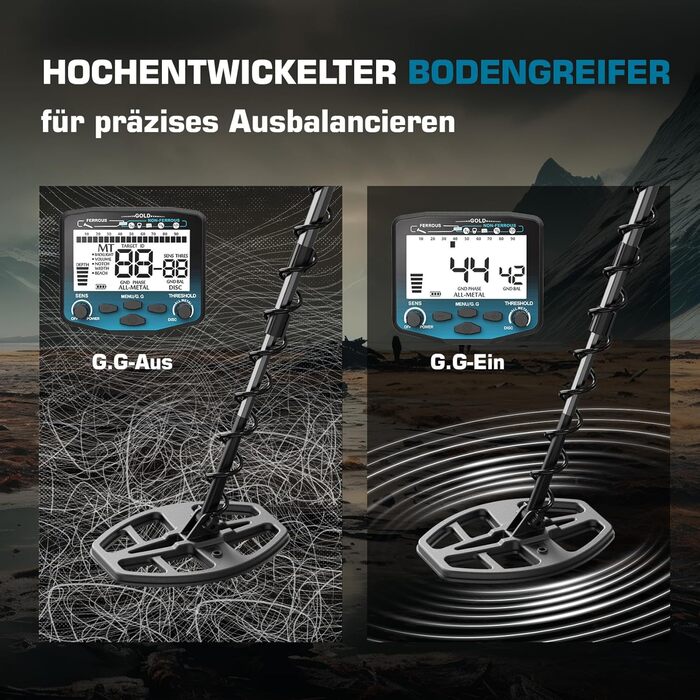 Металодетектор DR.ÖTEK Profi Set: високоточний, з балансуванням ґрунту, 5 режимів, вологостійка котушка 12'', для пошуку золота та монет, з аксесуарами, червоний (MT12-Set Blau)