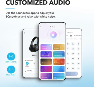 Бездротові Bluetooth-навушники Soundcore by Anker Q20i з гібридним активним шумозаглушенням (ANC), Hi-Res Audio, 40 годин роботи, керування через додаток, чорні (Відновлені)