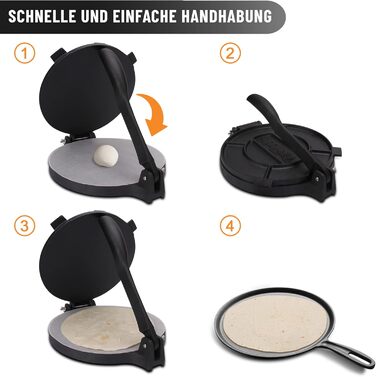 Пресс для тортилій з чавуну Tortillada + Е-book з рецептами + 100 листів пергаментного паперу (25 см)