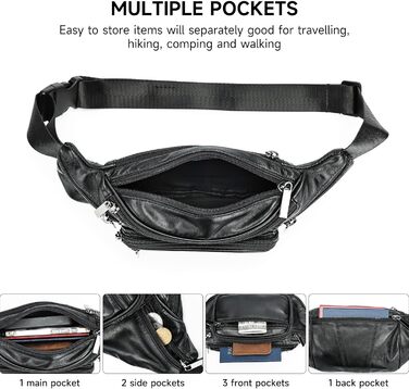 Стильна бананка для жінок з натуральної шкіри (бананка на пояс, шкіряна бананка, чорна бананка)