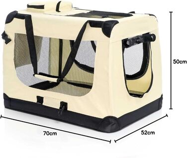 Складана переносна переносна коробка для собак та котів Fudajo (50x35x35 см, 700x520x500 мм, бежева)