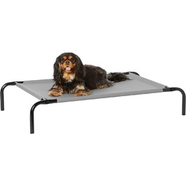 Amazon Basics Elevated Dog Pet Bed, Gray, Size 130 x W 80 x H 19 cm (S)