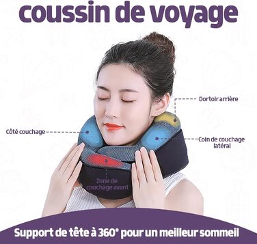 Подушка для шиї у літак, Memory Foam, доросла, регульована, компактна, ергономічна, сіра (графітовий сірий)