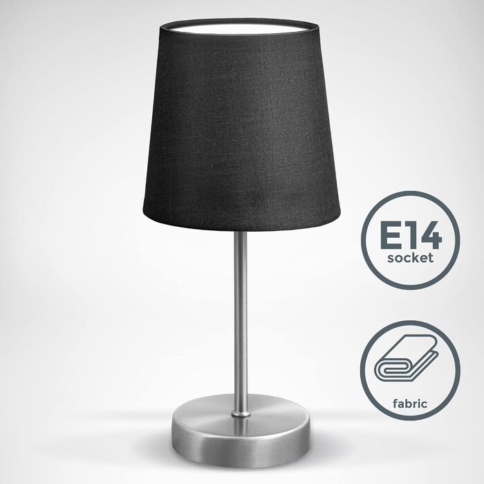 Стійка лампа B.K.Licht Vintage з абажуром з тканини, чорного кольору, 33x20 см | Стійка лампа для дому, офісу, читання