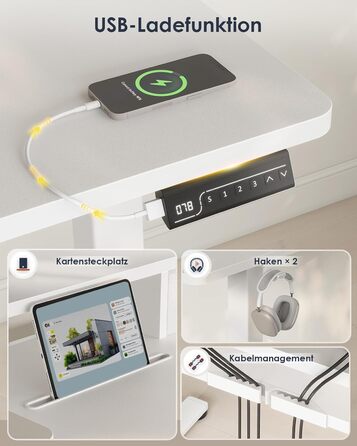 Регульований за висотою стіл OffiGo 120x60 з L-подкоркой, USB, висувна шухляда, ергономічний комп'ютерний стіл