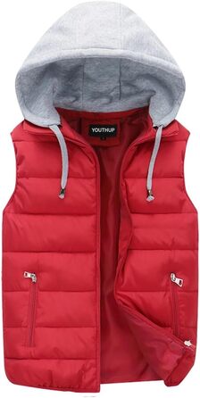 Чоловіча степкова жилетка YOUTHUP з капюшоном, тепла зимова жилетка для активного відпочинку, спортивна жилетка без рукавів (S, Червоний)