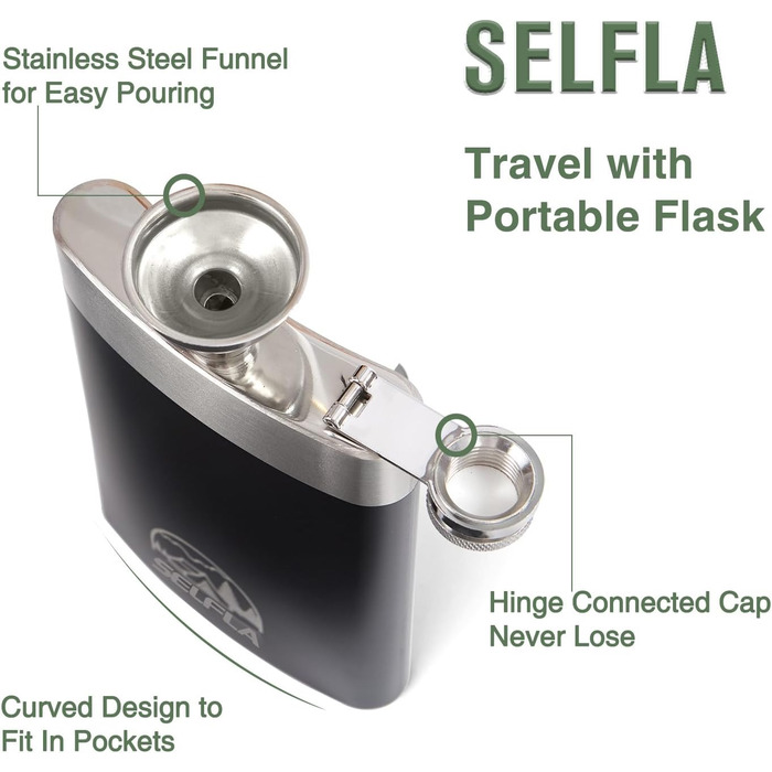 Набір стаканів з нержавіючої сталі SELFLA – стакани та пляшка для кемпінгу, подорожей, альпінізму та пригод – легкі, міцні, легко миються