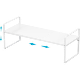 iPEGTOP Pull-Out Shelf made of robust steel, piece, height-adjustable, for home, office, pantry, kitchen, counter, size L, (1, White)