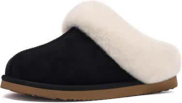 Жіночі халапи Litfun Зимові теплі плюшеві тапочки з замшею та піною Memory Foam з штучним хутром на комірі. Підходять для дому та вулиці (Чорний, 37.5/38 EU)