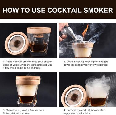 Набір для приготування коктейлів з димом: ретро-набір для віскі та бурбона з ліхтариком, 4 смаки