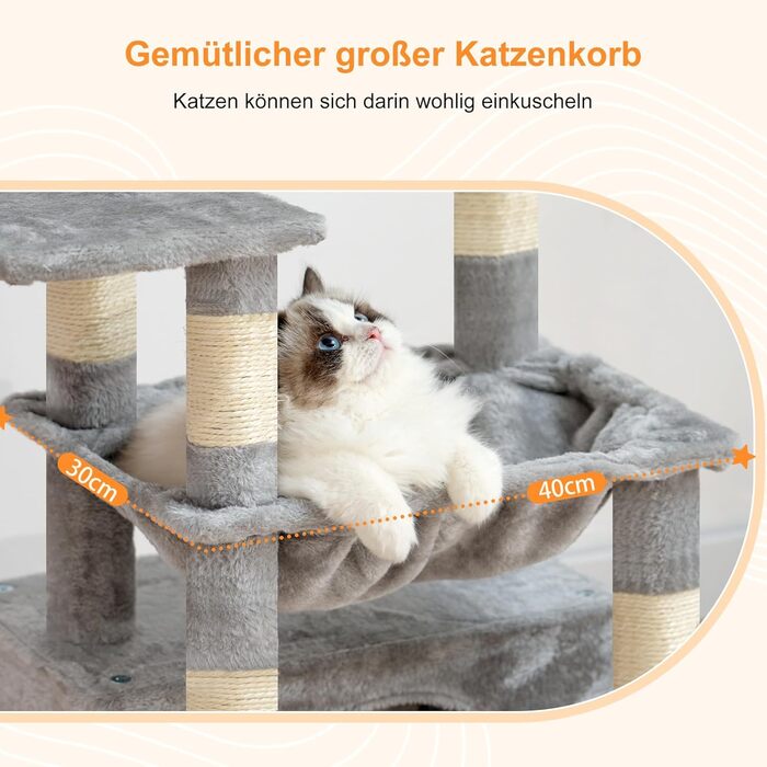 Котячий будиночок Heybly Kratzbaum HCT008SW: великий, з м'яким кошиком та місцем для сну