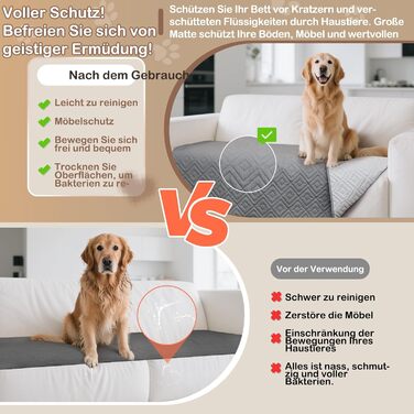 Водонепроникний килимок для собак GYURO, двосторонній, міцний, для дивану та ліжка, можна прати, для собак та котів (77*178CM, 208*208CM), сірий