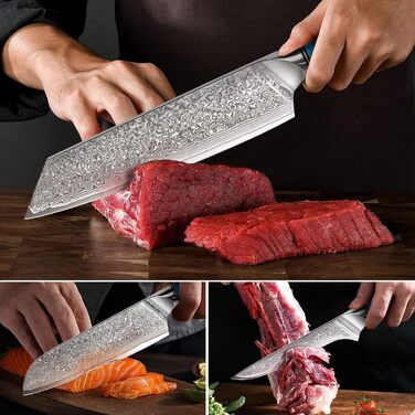 Ніж Kiritsuke Kochmesser з дамаської сталі Home Safety, 18.8 см, 67 шарів VG-10, ергономічна ручка, подарункова коробка