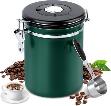 Герметичний контейнер для кави з нержавіючої сталі 1.8L з випускним клапаном, 1.8 л, Vorratsdose для кавових зерен, горіхів, какао