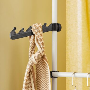 SoBuy KLS04-SCH Telescopic Clothing Rail Clothes Rack with 5 Clothes Rails and 2 Baskets Telescopic Wardrobe System Adjustable Shelving System B (209-311) x H (200-285) cm (White)
