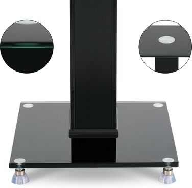 Стійка для колонок Pronomic SLS-282L BK (пара) - Стильний дизайн з 2 скляними панелями, регулювання висоти 73 см, вантажопідйомність 10 кг, приховане кабельне провадження, для моніторів та Hi-Fi апаратури - Чорний колір