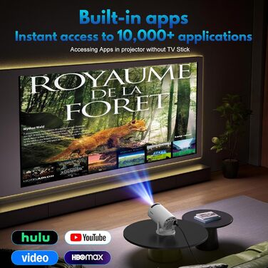 Портативний проєктор Mini Beamer 1080p з Wi-Fi та Bluetooth, сумісний з HDMI, смартфоном, USB, TV-Stick, для домашнього кінотеатру, чорний (Weiß)