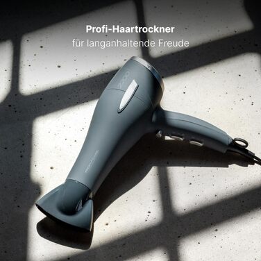 Фен Profi Care PC-HT 3045 сірий антрацит/срібло: 2200W, 3 режими, Cool Shot, насадка для укладки, 2 фільтри