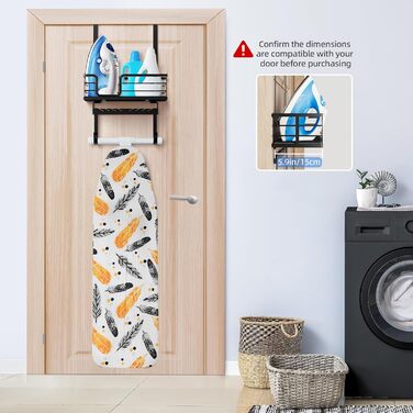 Настінна підставка для праски та гладильної дошки з великим кошиком для зберігання - міцна конструкція для пральні