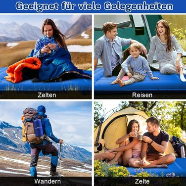 MILFECH Килимок для кемпінгу самонадувний, 14 см, з інтегрованими подушками та насосом для ніг, ультралегкий, водонепроникний, для відпочинку на природі, зелений (блакитний)