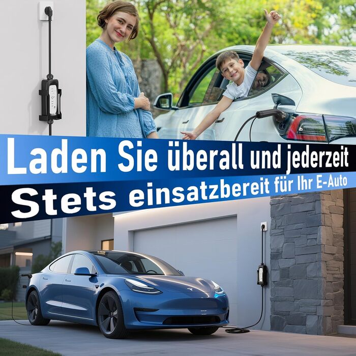 Кабель зарядки Schuko 3.6kW для електромобілів (5м, 6-16A) | Зарядний кабель для електрокар з регулюванням струму | Сумісний з ID.3/ID.4, Model 3/Y, ZOE, Q3/Q5 та ін. (EV/PHEV) Чорний - Upgrade, без дисплея 5 м