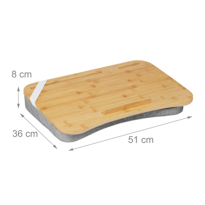 Relaxdays Gray Laptop Pillow with Bamboo Tray
