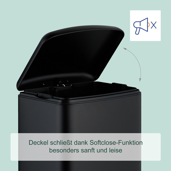 Relaxdays Kitchen Trash Can 30 Liter with Trash Bags