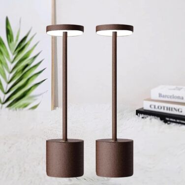 LED акумуляторна настільна лампа бездротова, 5000mAh, USB-зарядка, регулювання яскравості, 3 кольорові режими, для відпочинку на вулиці, нічника, обіднього столу, балкону, робочого столу – (2 шт.)