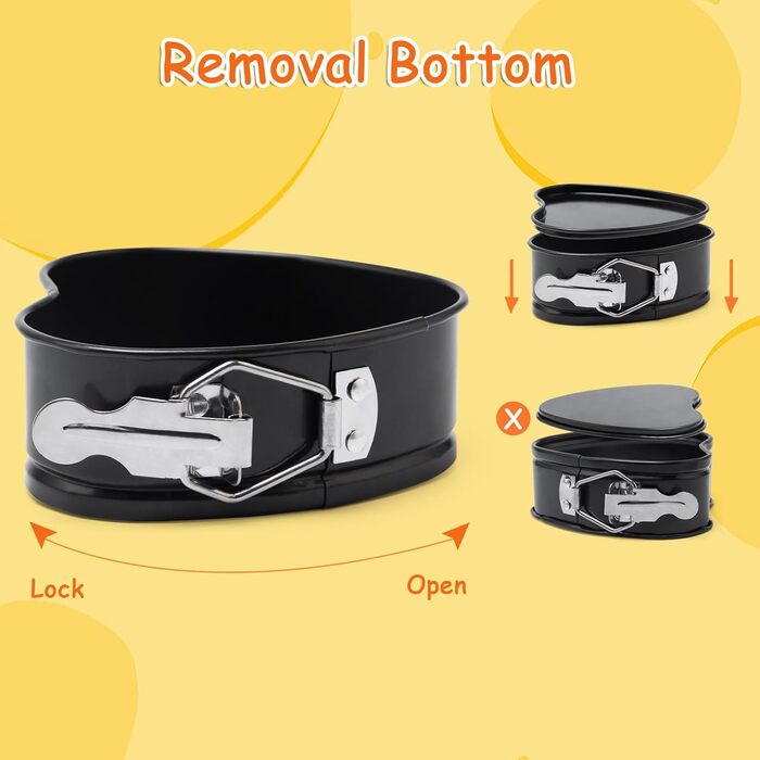 Форма для випічки BelleStyle Kleine Herz, 4 шт., 12 см, серцеподібна, антипригарна, з плоским дном, для випічки тортів, хліба