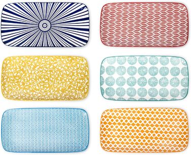 Керамічні сервіровочні тарілки Selamica, набір 6 шт, 24 x 14 x 2.5 см (різні кольори)