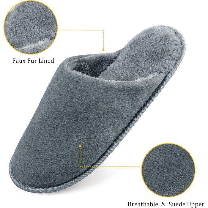 Тапочки домашні для чоловіків та жінок, теплі, з плюшу, зимові, з пам'яттю, антиковзні, м'які, пухнасті, для дому та вулиці (46/47 EU, Style 12)