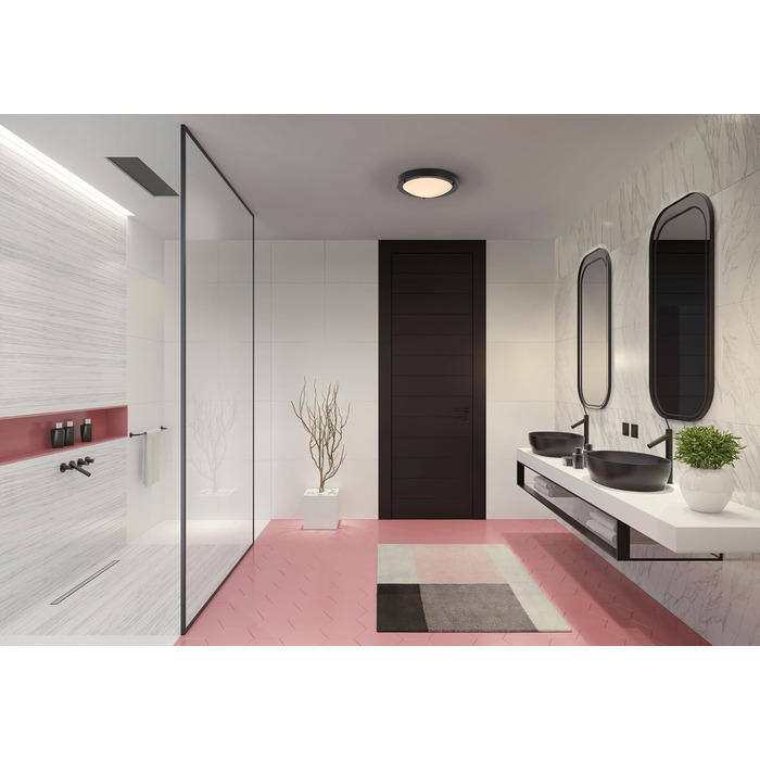 LEDVANCE BATHROOM CLASSIC CYLINDER Bathroom Wall Light, Chrome, E14 Socket, can be fitted with a smart bulb, high-quality workmanship, cylindrical shape, IP44 protection class (Black, 280mm)