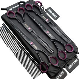 Набір для грумінгу собак Smith King 7.0 дюймів: прямі, розріджуючі та зігнуті ножиці, тример та гребінець (5 шт.)