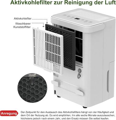 Електричний осушувач повітря Uhome 12L - 54м³, автоматичне вимкнення, сенсор вологості, режим сушіння білизни, фільтр з активованим вугіллям