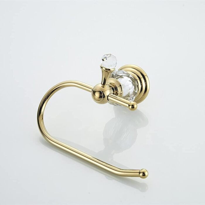 Toilet paper holder, polished, gold-colored, brass, crystal, tissue holder, bathroom accessories, wall mount