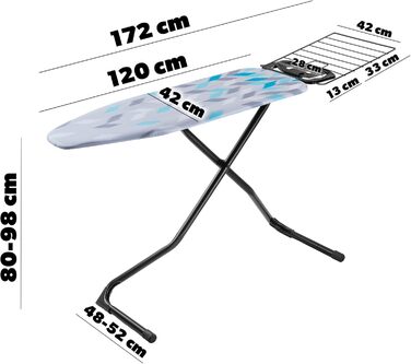 Прасувальна дошка KADAX з висувною полицею, 120x42 см, регульована висота, антиковзні ніжки (Зелений/Блакитний)