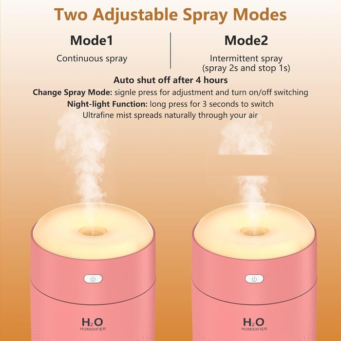 Ультразвуковий зволожувач повітря Mini AIR Humidifier з LED-підсвіткою (зелений/рожевий)