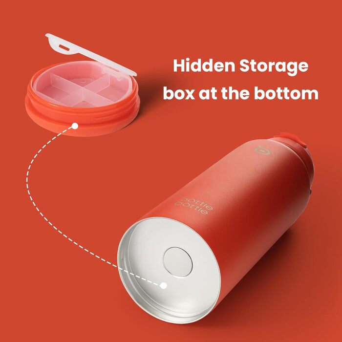 BOTTLE BOTTLE Insulated Water Bottle with Straw, Sports Stainless Steel Water Bottle with Handle Lid, Outdoor Sports Bottle for Pills, 1L (White) (Orangered)