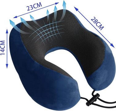 Подушка для шиї Poligono для подорожей: м'яка, комфортна, з піною з пам'яті, компактна, блакитна
