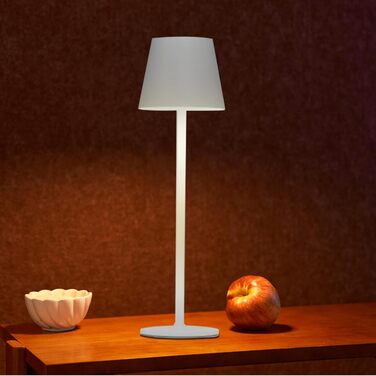 Настільна LED лампа DEELUX акумуляторна, димована, бездротова, з USB-C, 3 режими кольору (2700K/3600K/5000K), водонепроникна IP44, бежева