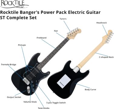 Електрогітара Rocktile Banger's Power Pack Комплект (підсилювач, чохол, кабель, ремінь, медіатори, тремоло, запасні струни, навчальний матеріал з CD/DVD)