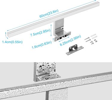 Azhien LED Mirror Light Bathroom 10W 820LM 60cm Neutral White 4000K, Slim 14mm Width 3in1 Mounting IP44 230V Wall Light Mirror Lamp 600mm, No Flickering Bathroom Cabinet Mirror Lights