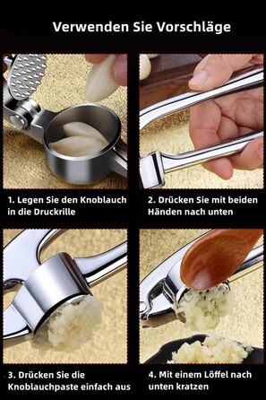 Пресс для часнику - високоякісний кухонний інструмент з ергономічним важелем для ефективного подрібнення часнику
