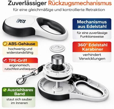 Висувна поводок для собак великих порід Flexi, 8м, до 50кг з гальмом та тримачем для відходів (15 шт.)