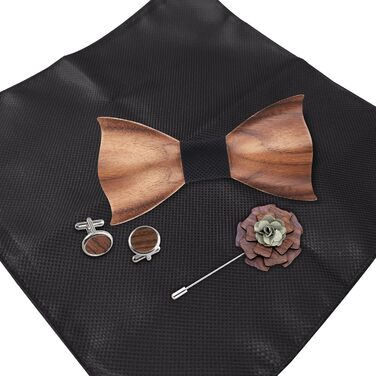 Набір краваток Mr.Van Holzfliege: краватка, запонки, брош, кишеньковий хустинка (чорний)
